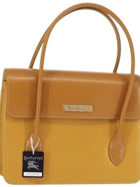 Burberry Yellow Leather & Canvas Top-Handle Bag